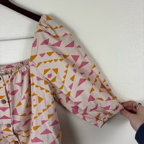 Faherty Byt Sun Road Cali Top Squareneck 3/4 Puff Sleeves Women’s Size Medium - Picture 4 of 7